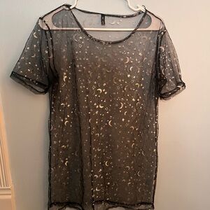 Black Sheer Star and Moon Top